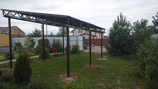 Навес односкатный с крышей из профнастила для дачи Навес односкатный с крышей из профнастила для дачи